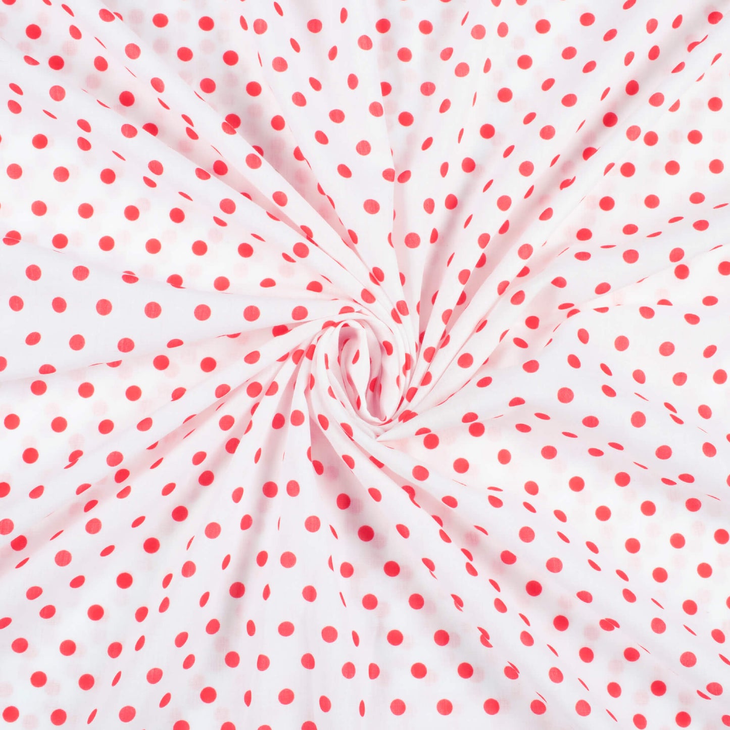 (Cut Piece 2.5 Mtr) White And Red Polka Dots Digital Print Ultra Premium Butter Crepe Fabric