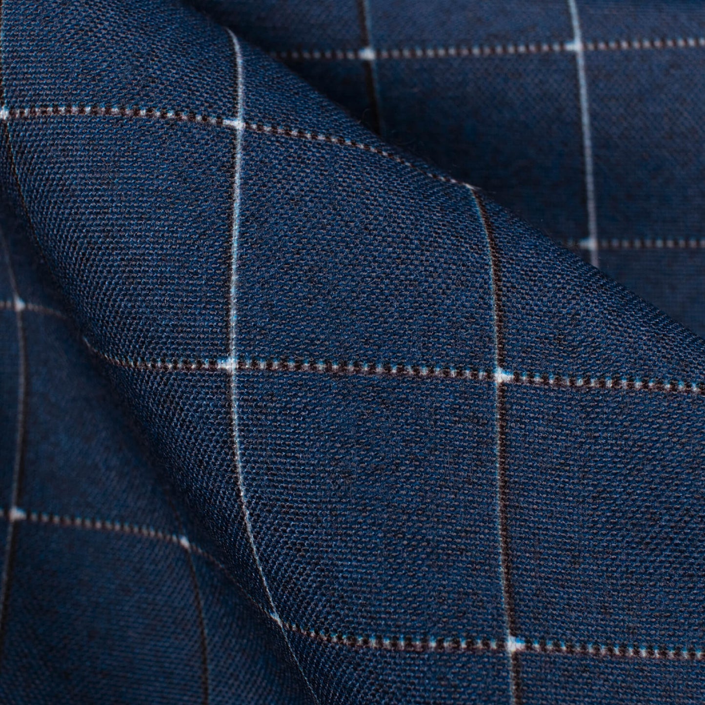 (Cut Piece 1.8 Mtr) Space Blue Checks Pattern Digital Print Poly Rayon Fabric