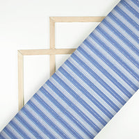 Jordy Blue Stripes Pattern Digital Print Premium Sequins Georgette Fabric