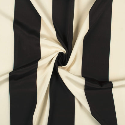 Black And Cream Stripes Pattern Digital Print Crepe Silk Fabric