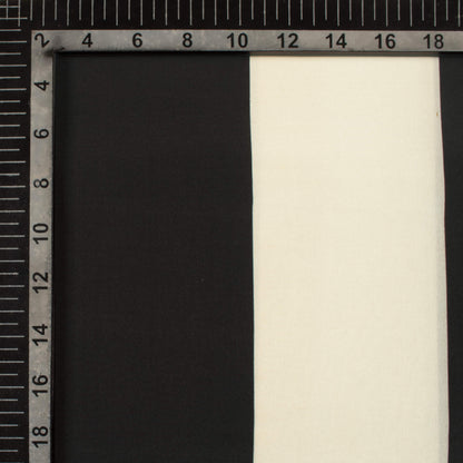 Black And Cream Stripes Pattern Digital Print Crepe Silk Fabric