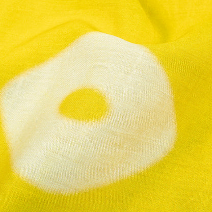 Bumblebee Yellow And White Bandhanii Pattern Digital Print Viscose Chanderi Fabric