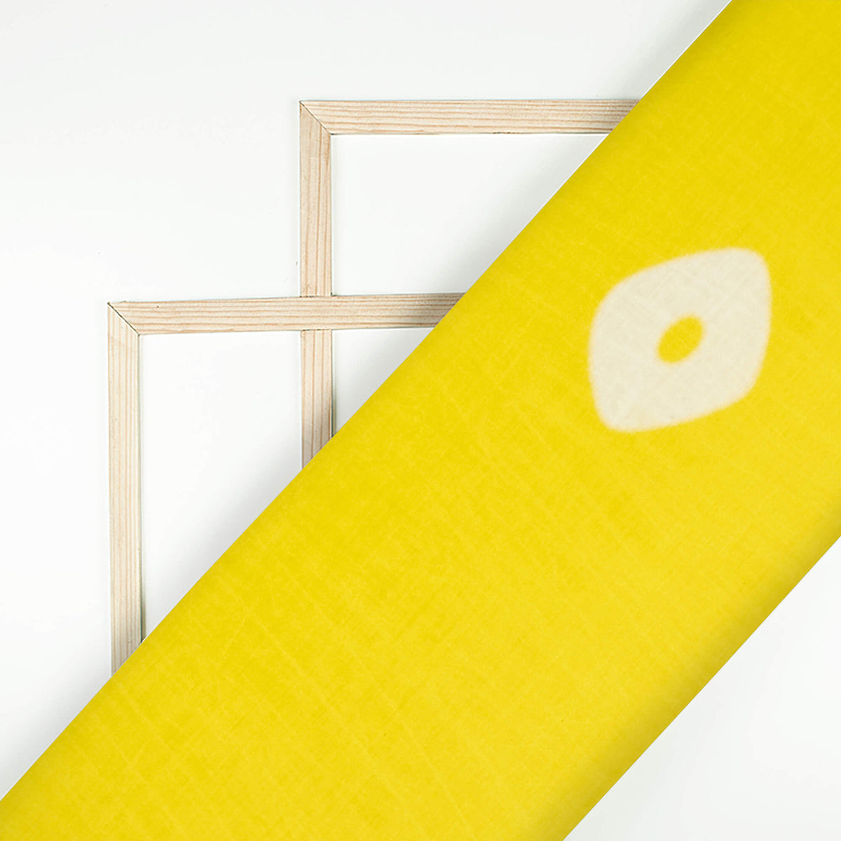 Bumblebee Yellow And White Bandhani Pattern Digital Print Viscose Chanderi Fabric