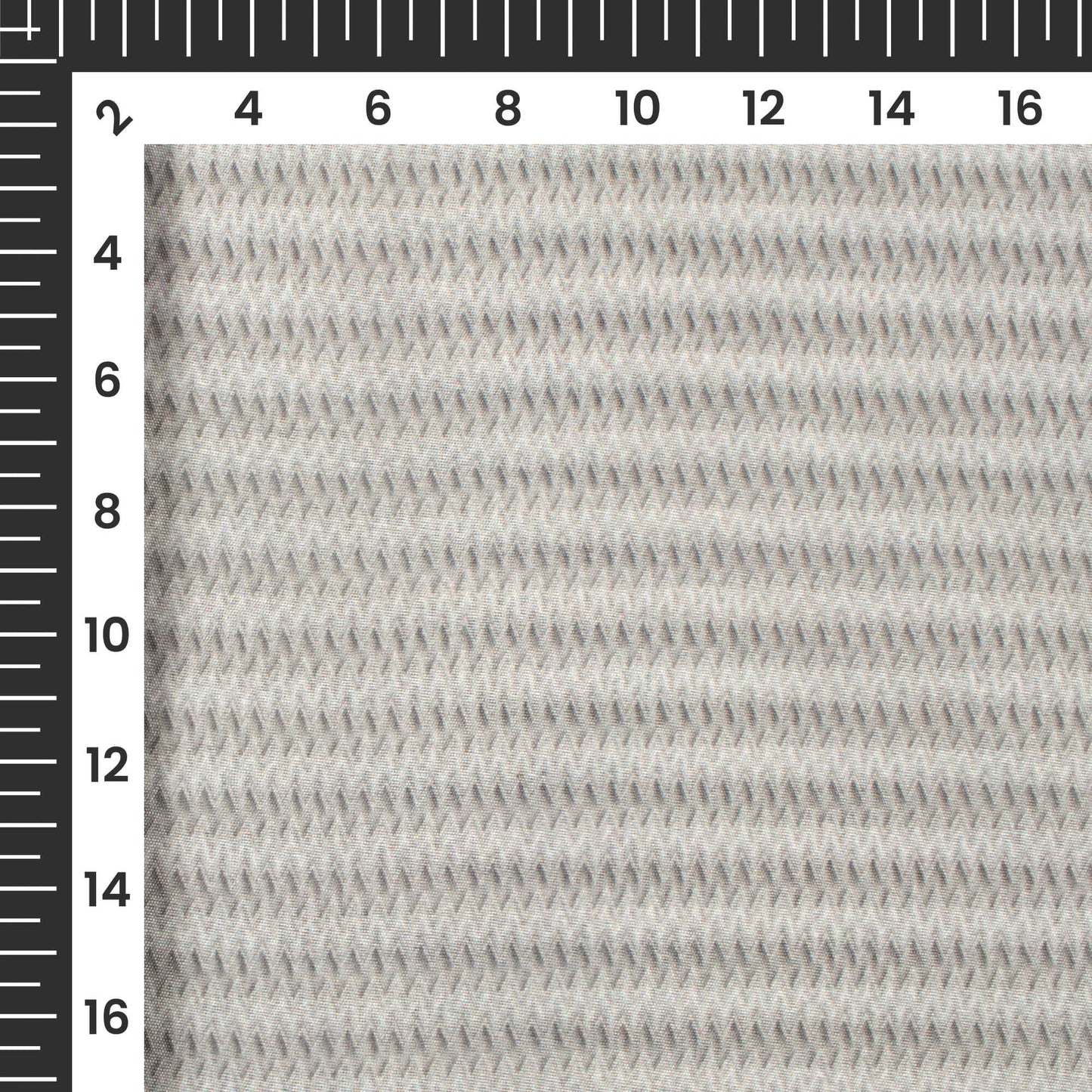 Stone Grey Chevron Pattern Digital Print Chanderi Fabric