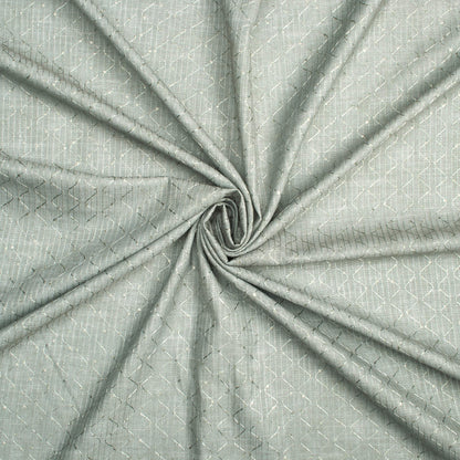 Dolphin Grey Texture Pattern Sequins Embroidery Digital Print Linen Textured Fabric (Width 52 Inches)