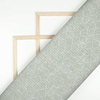 Dolphin Grey Texture Pattern Sequins Embroidery Digital Print Linen Textured Fabric (Width 52 Inches)