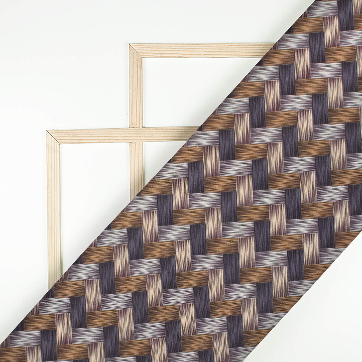 Light Purple And Brown Abstract Pattern Digital Print Royal Linen Fabric (Width 56 Inches)