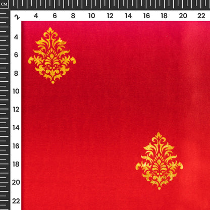 Red And Pink Ethnic Pattern Digital Print Lush Satin Fabric