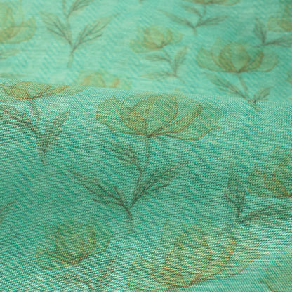 Mineral Green Floral Pattern Digital Print Suhana Chanderi Fabric