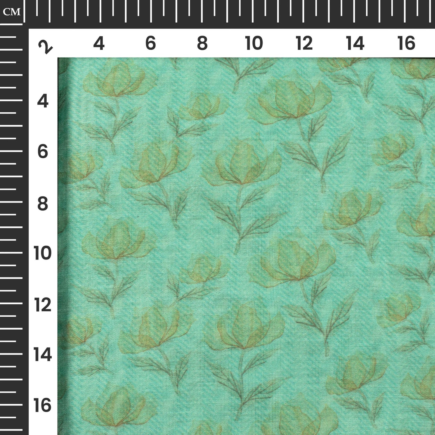 Mineral Green Floral Pattern Digital Print Suhana Chanderi Fabric