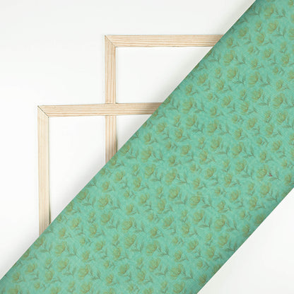 Mineral Green Floral Pattern Digital Print Suhana Chanderi Fabric