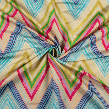Multi -Color Chevron Pattern Digital Print Sherwani Fabric