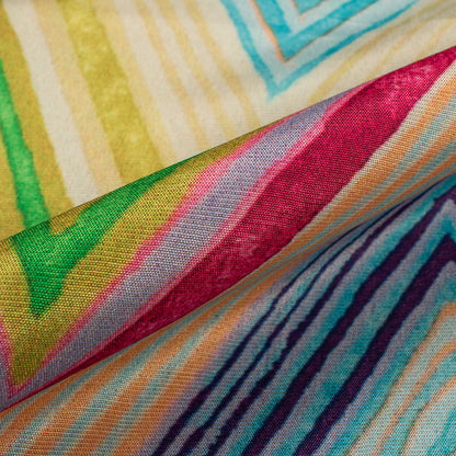 Multi -Color Chevron Pattern Digital Print Sherwani Fabric