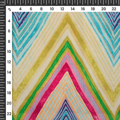 Multi -Color Chevron Pattern Digital Print Sherwani Fabric