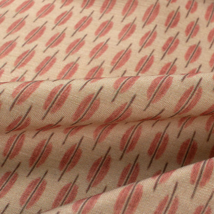 Pastel Peach And Blush Pink Abstract Pattern Digital Print Suhana Chanderi Fabric (Width 56 Inches)