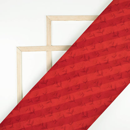 Vermilion Red Stripes Pattern Digital Print Ultra Premium Butter Crepe Fabric