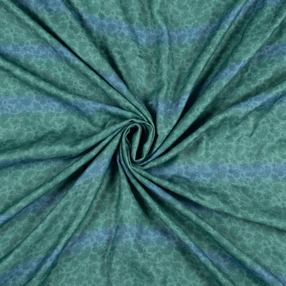 Laurel Green  And Yale Blue Floral Pattern Digital Print  Pasmina Fabric