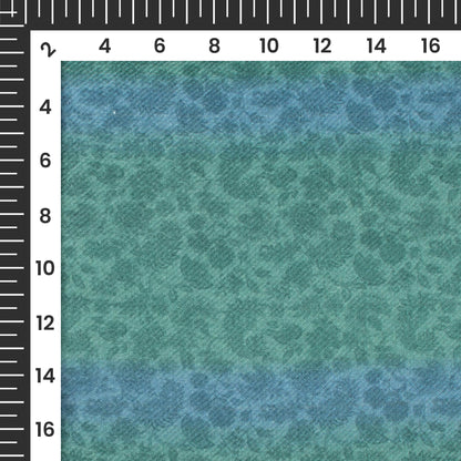 Laurel Green  And Yale Blue Floral Pattern Digital Print  Pasmina Fabric