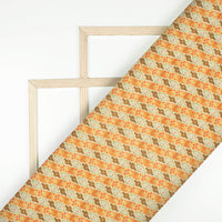 Laurel Green And Orange Ethnic Pattern Digital Print Rayon Fabric
