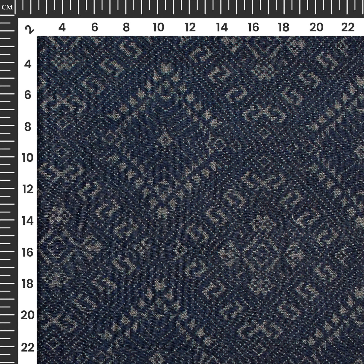 Navy Blue And Grey Ethnic Pattern Digital Print Chanderi Fabric (Width 34 Inches)