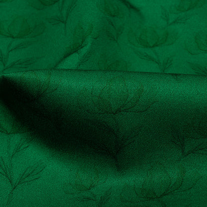 Forest Green Floral Pattern Digital Print Ultra Premium Butter Crepe Fabric
