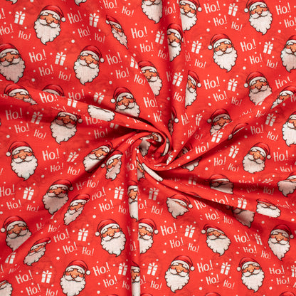 Red And White Christmas Pattern Digital Print Poly Cambric Fabric