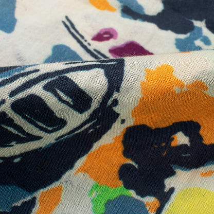 Multi-Color Abstract Pattern Digital Print Cotton Cambric Fabric