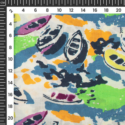 Multi-Color Abstract Pattern Digital Print Cotton Cambric Fabric