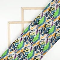Multi-Color Abstract Pattern Digital Print Cotton Cambric Fabric