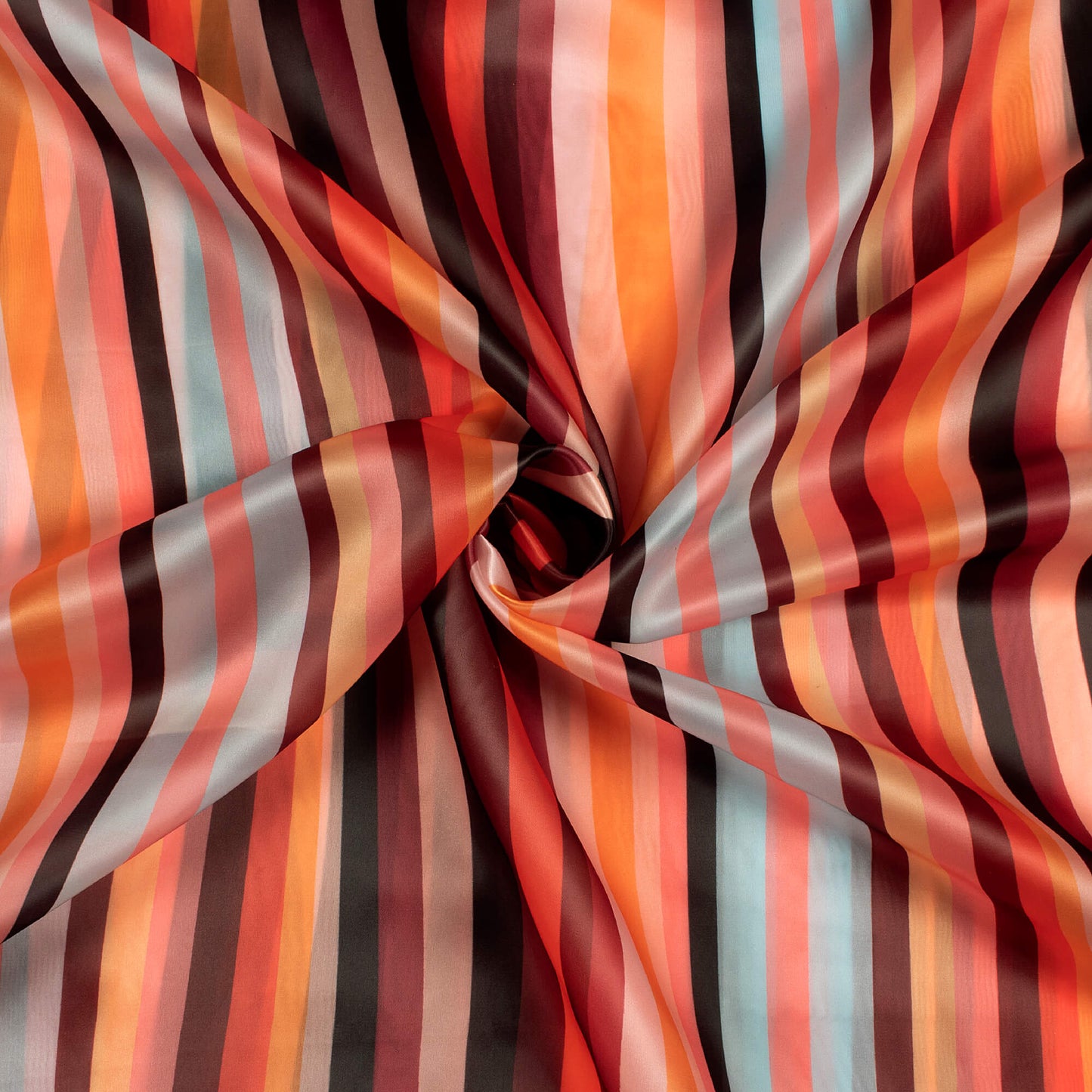 Multi-Color Stripes Pattern Digital Print Organza Satin Fabric