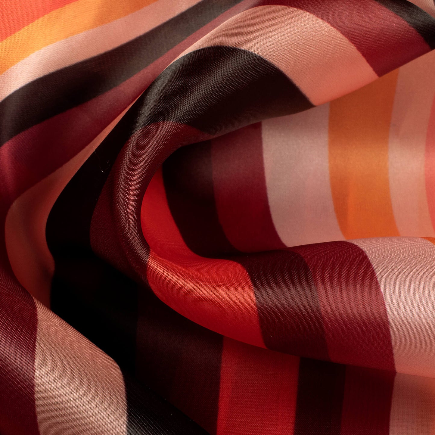 Multi-Color Stripes Pattern Digital Print Organza Satin Fabric