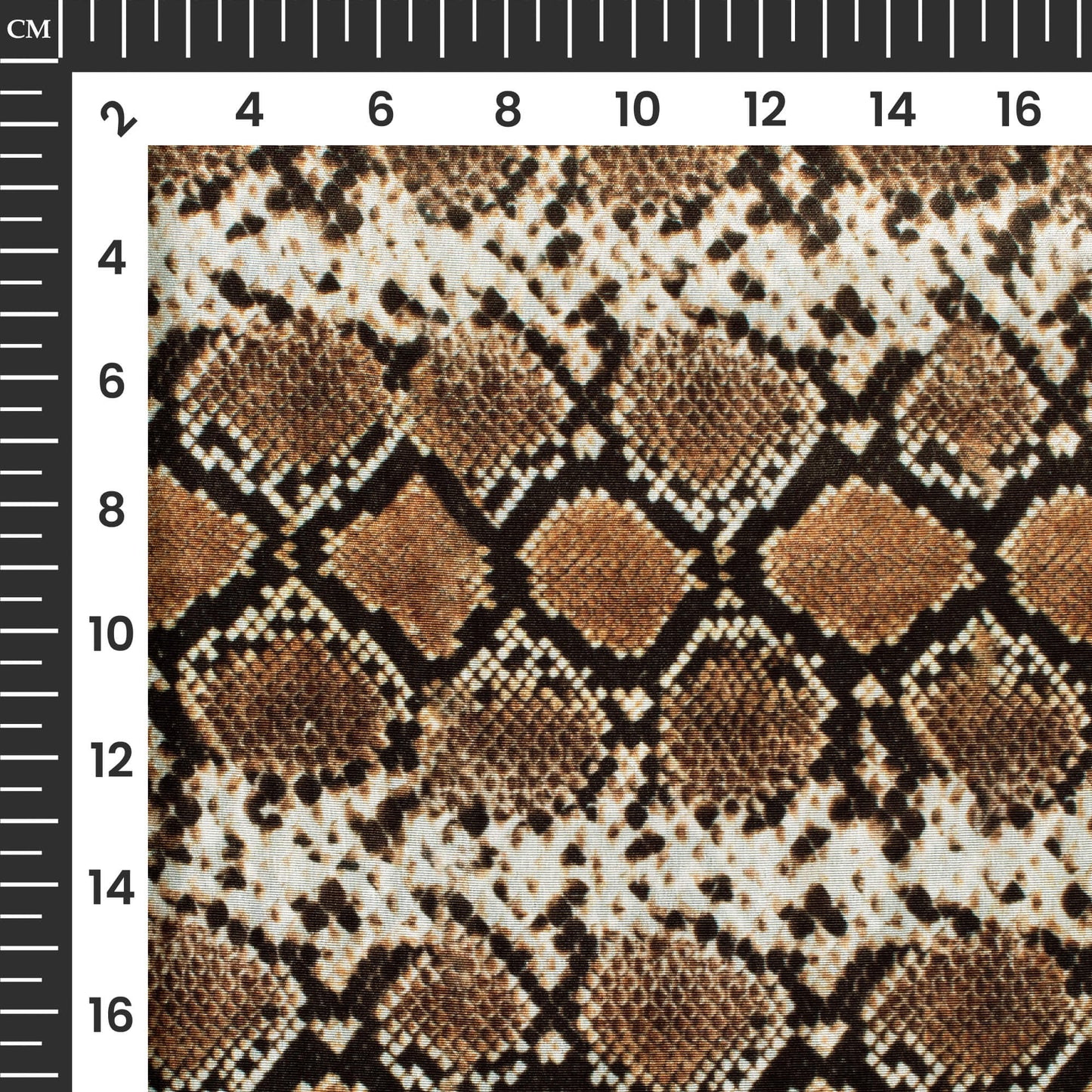 Black And Russet Brown Snake Animal Pattern Digital Print Crepe Silk Fabric