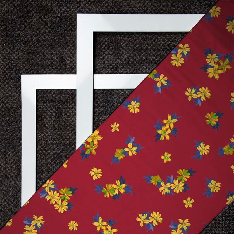 Digital Floral Print On American Crepe Fabric