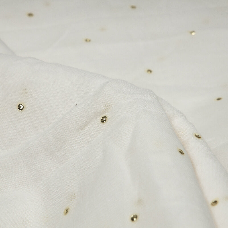 White Plain Mulmul Foil Fabric