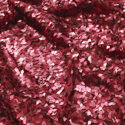 Maroon Fancy Diamond Sequins Imported Net Fabric (Width 62 Inches)
