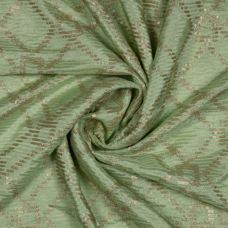 Pastel Green Geometric Pattern Seqiuns Chinnon Fabric