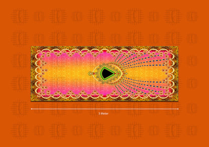 Orange And Pink Abstract Pattern Unstitched Georgette Kaftan