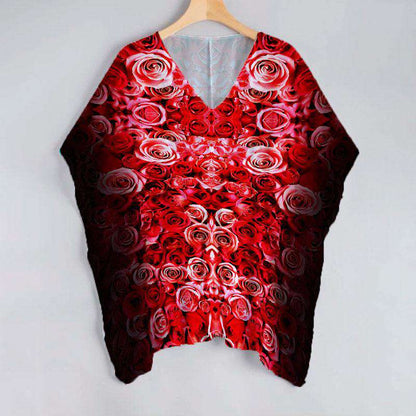 Red And Black Floral Pattern Unstitched Georgette Kaftan