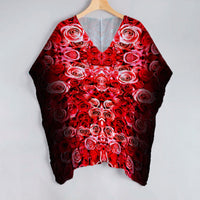 Red And Black Floral Pattern Unstitched Georgette Kaftan