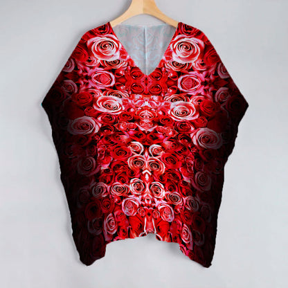 Red And Black Floral Pattern Unstitched Georgette Kaftan