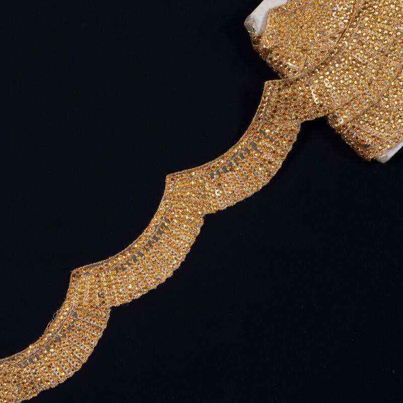 Golden Stone Cut Work Embroidery Lace (9 Mtr) - Fabcurate
