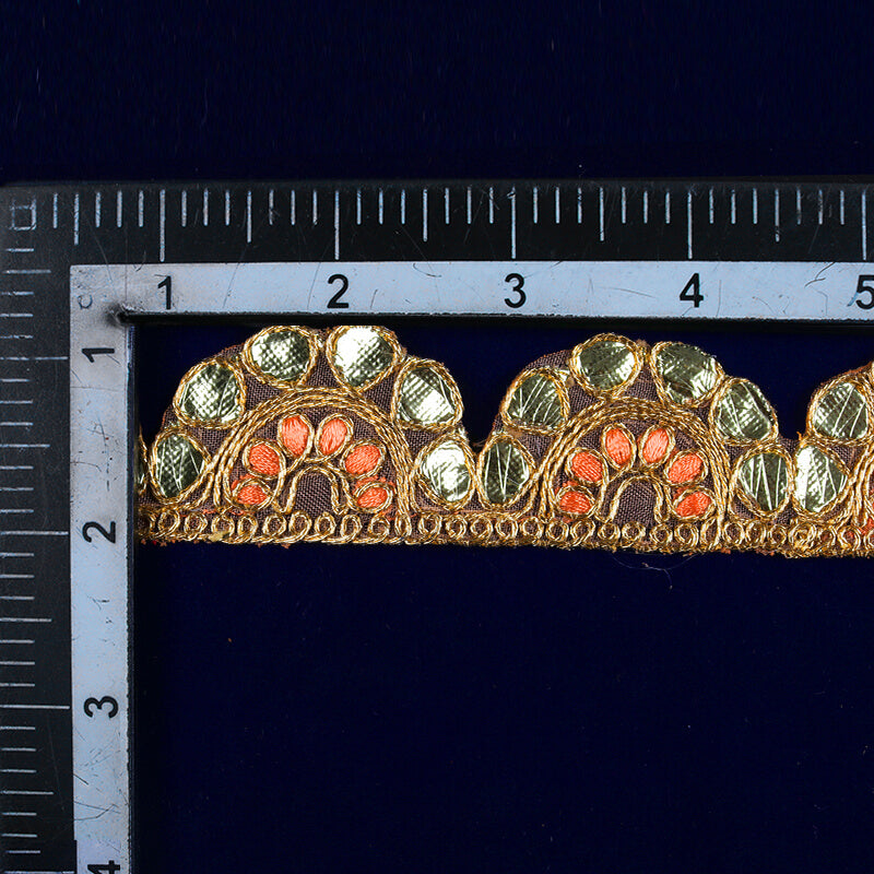 Light Gold Peach Gota Patti Embroidery Lace (9 mtr) - Fabcurate