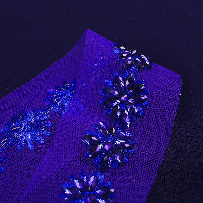 Royal Blue Stone Cut Work Embroidery Lace (9 Mtr) - Fabcurate