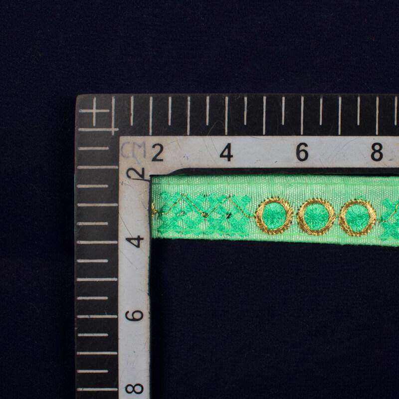 Sea Green Thread Embroidery Lace (9 Mtr) - Fabcurate