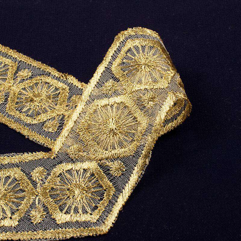 Gold Jari Thread Cut Work Embroidery Lace (9 Mtr) - Fabcurate
