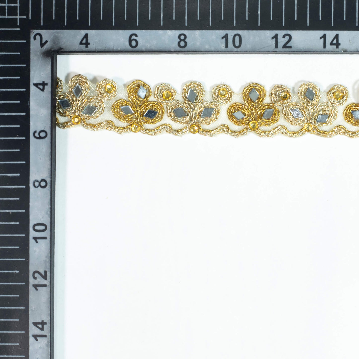Golden Traditional Pattern Stone Cut Work Premium Zari Embroidery Lace (9 Mtr)