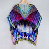 Multi-Color Geometric Pattern Unstitched Georgette Kaftan