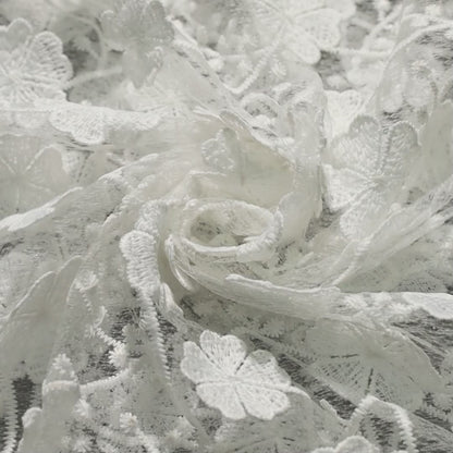 Beautiful Floral Premium Embroidery On Soft Net Fabric (Width 52 Inches)