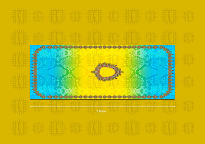 Blue And Yellow Abstract Pattern Unstitched Georgette Kaftan