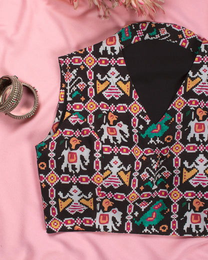 Patolaa Printed Rayon Collar Blouse